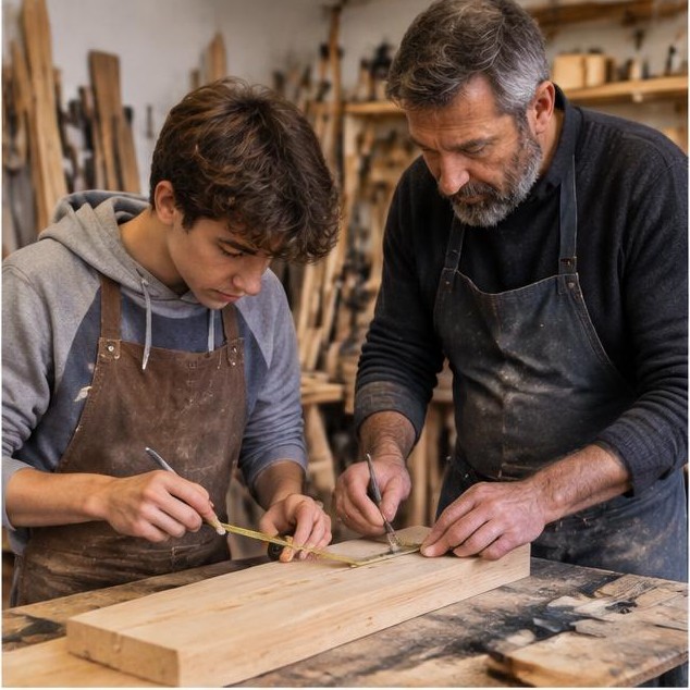 Apprendre un métier artisanal : ce qui se transmet à l’atelier — illustration du blog Artisans Réunis