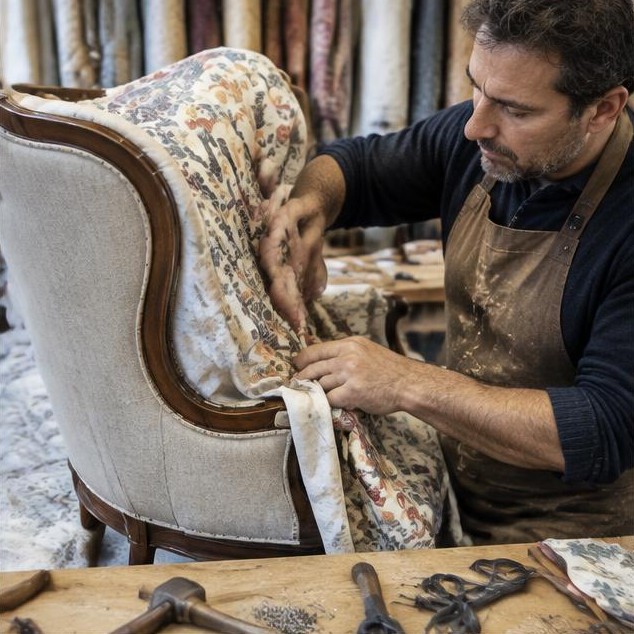Retapisser un fauteuil : penser au confort avant de choisir le tissu — illustration du blog Artisans Réunis