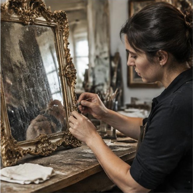 Miroir ancien : restaurer le cadre sans oublier la sécurité — illustration du blog Artisans Réunis