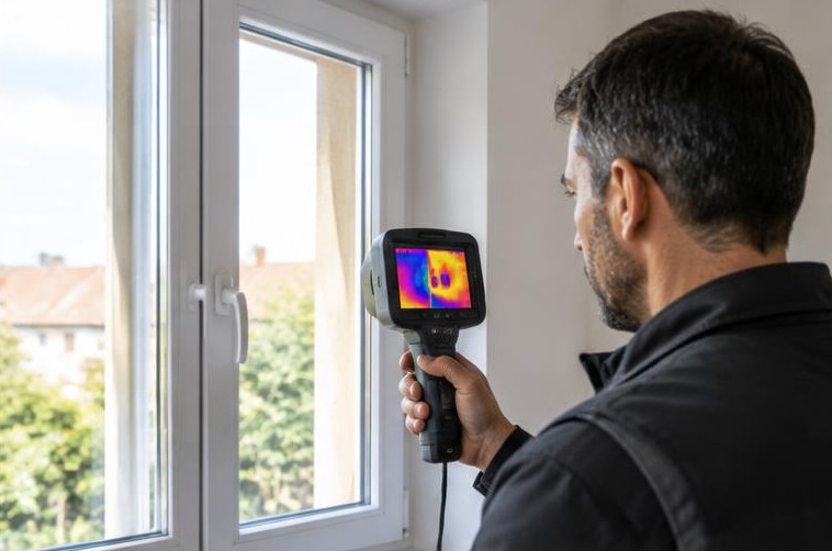 Illustration originale : inspection d’une fenêtre à l’aide d’une caméra thermique